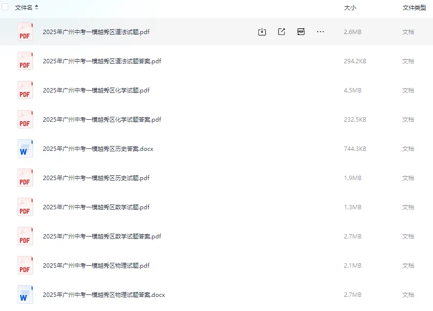 2025越秀区中考一模试卷及答案|可下载 第3张 2025越秀区中考一模试卷及答案|可下载 第3张