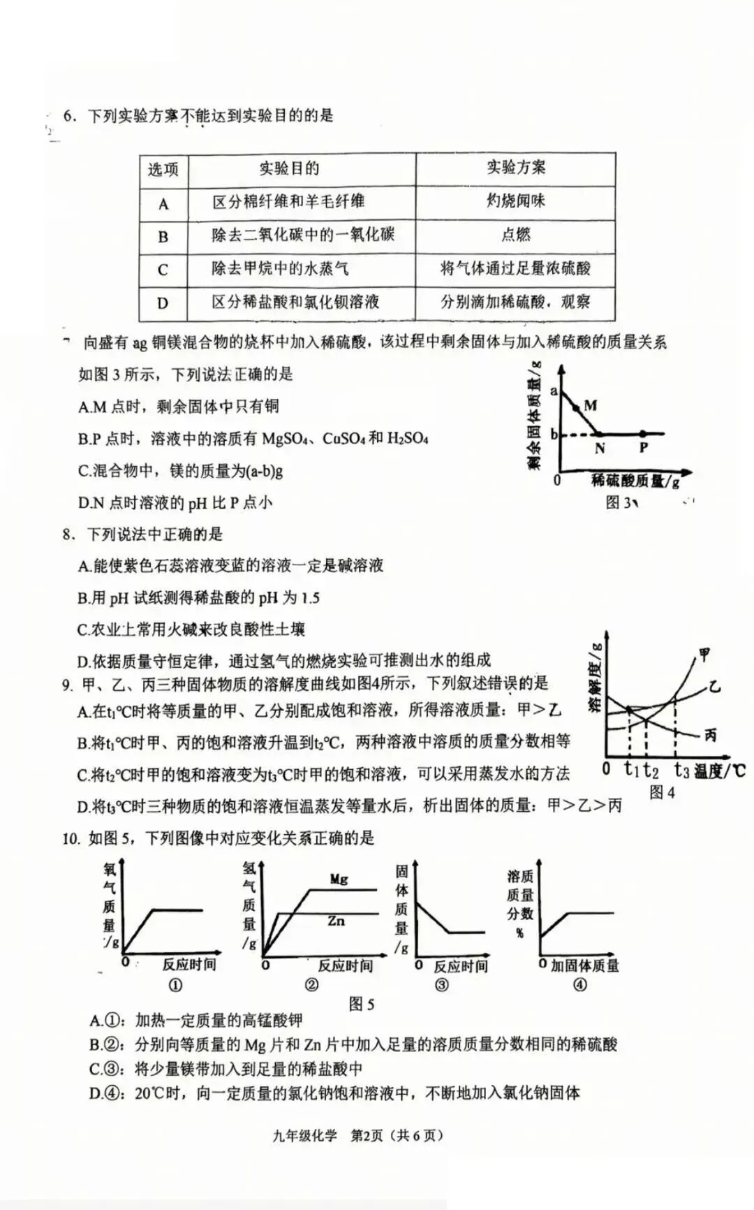 2026年石家庄桥西区中考一模化学试卷 第2张