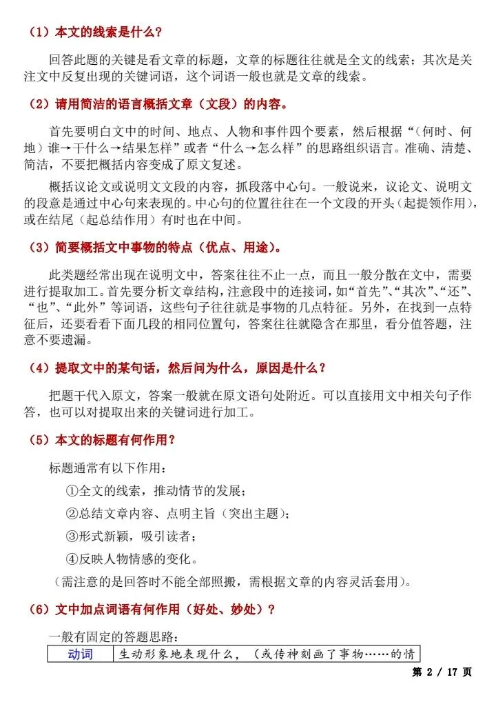 【中考语文】2026年初中语文《考试重点题型+答题技巧模板》完整电子版可打印! 第10张
