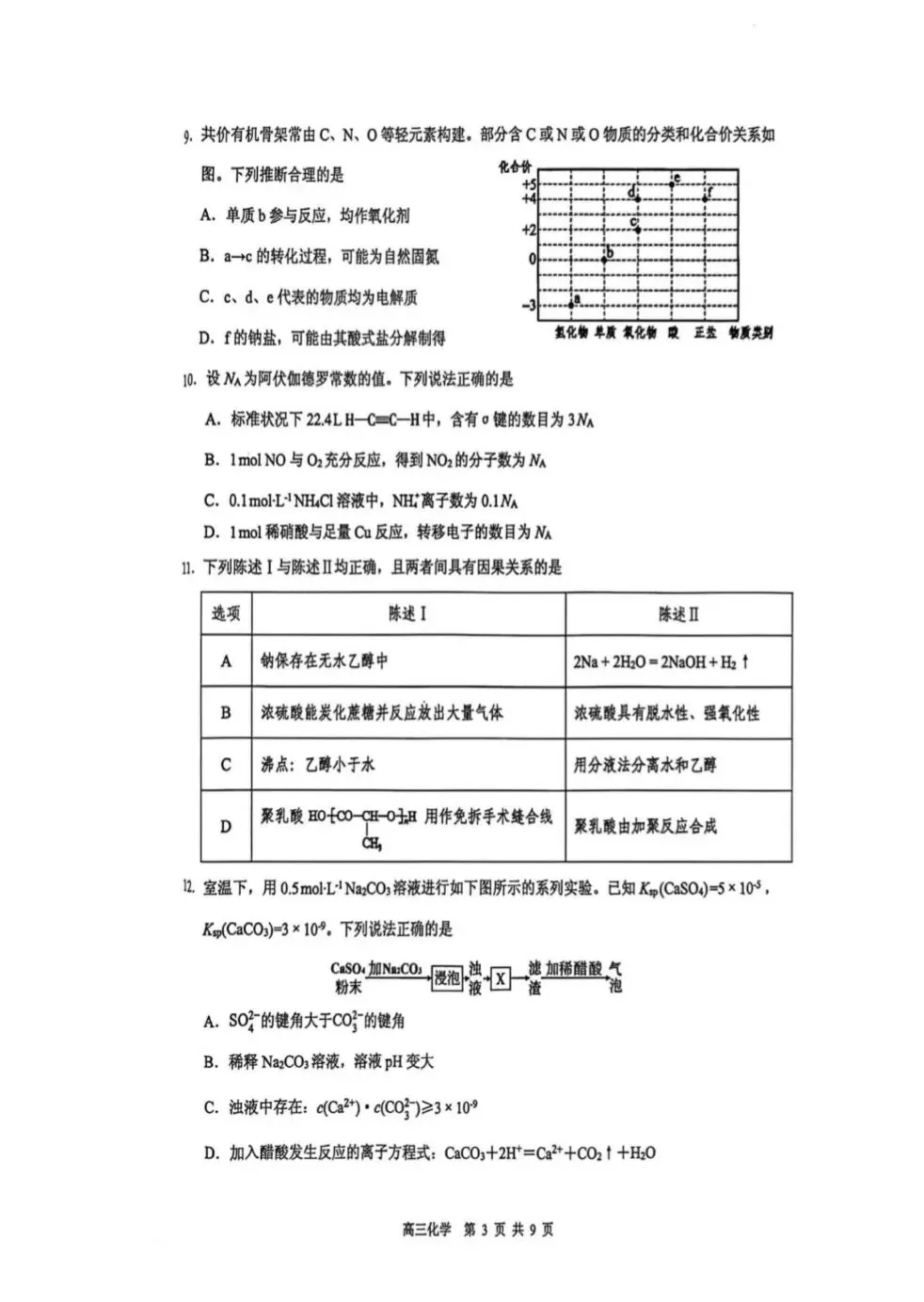 广东东莞市2026年高三化学下学期第一次模拟考试试卷和答案 第3张