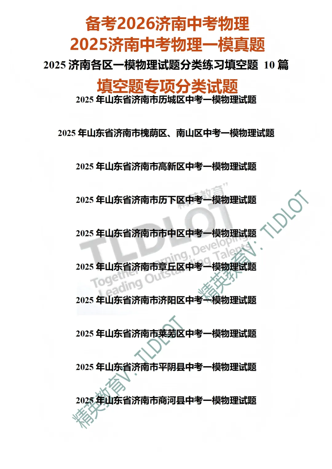 [2026济南中考物理专版]2025济南中考一模物理真题:专项练习(共18套) 第16张