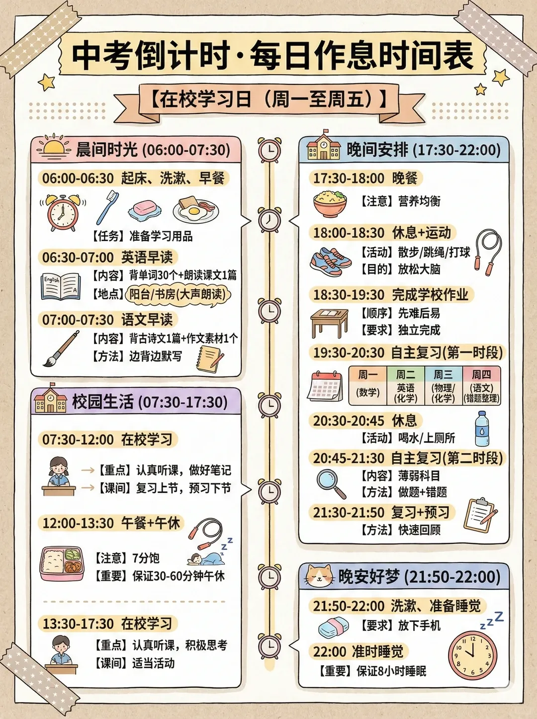 中考倒计时!这份可直接抄的作息表,帮你高效冲刺 第2张