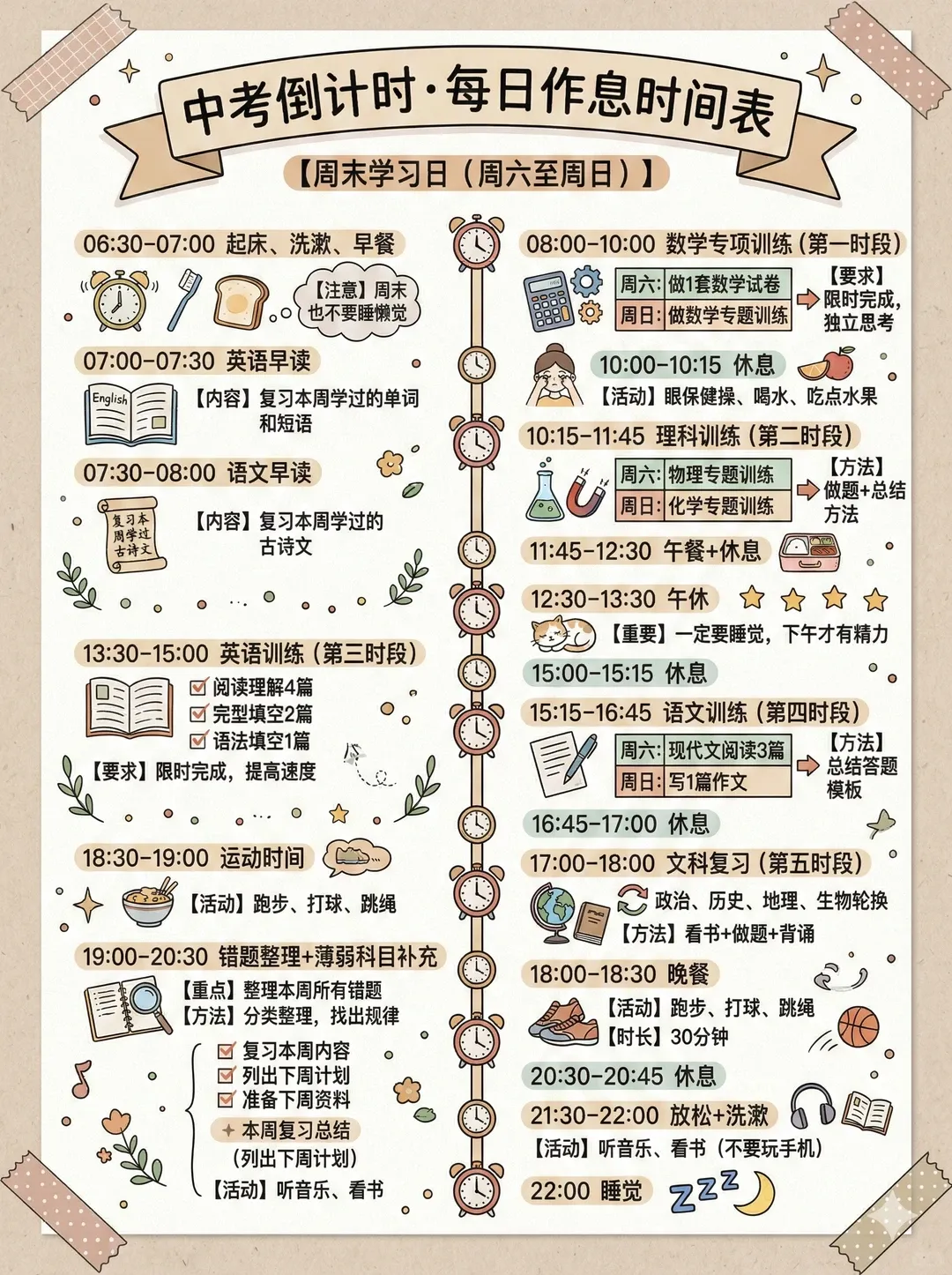 中考倒计时!这份可直接抄的作息表,帮你高效冲刺 第3张