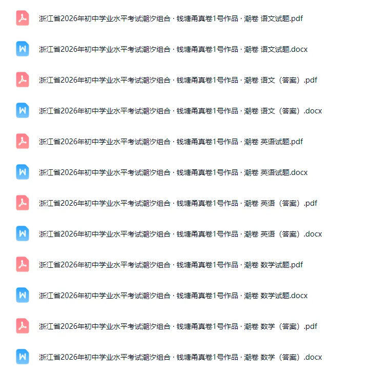 中考模拟卷|浙江省2026年初中学业水平考试潮汐组合·甬真卷1号作品·潮卷「全科」试题(英语听力·答案) 第1张