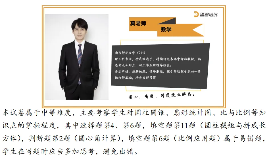 六下1~4单元综合检测数学试卷答案解析 第1张