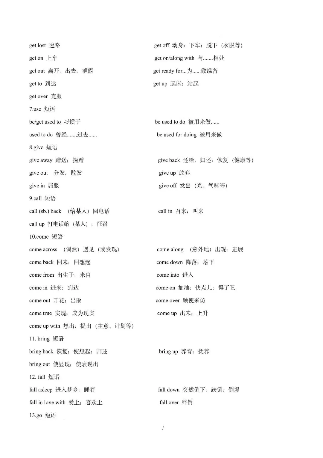 中考英语丨必备核心短语(形容词与介词短语及动词搭配) 第14张