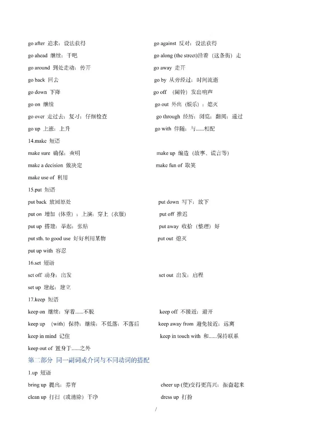 中考英语丨必备核心短语(形容词与介词短语及动词搭配) 第15张