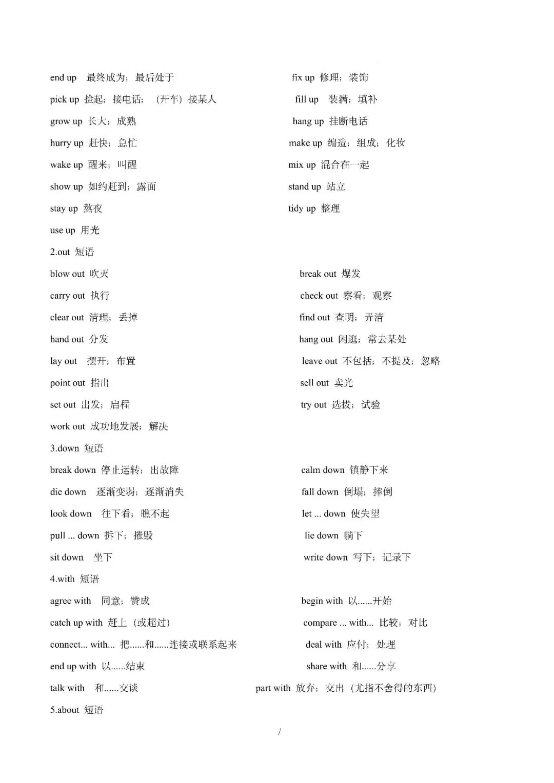 中考英语丨必备核心短语(形容词与介词短语及动词搭配) 第16张