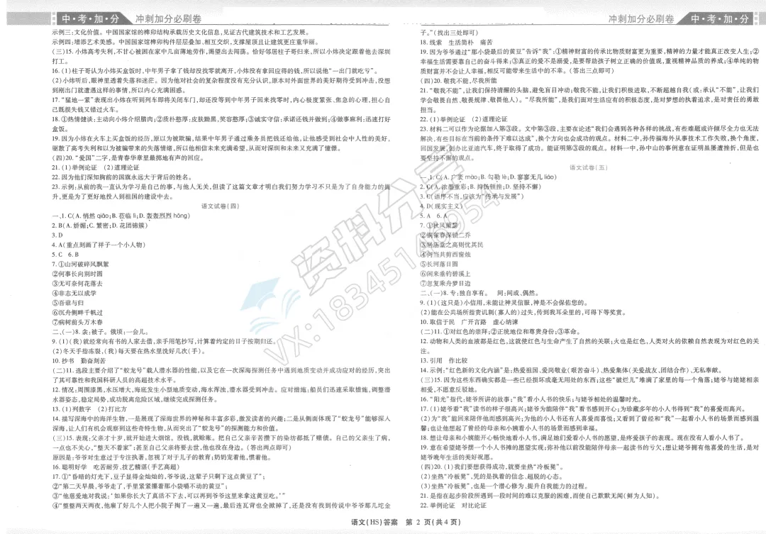 2026新世博全练试题 语文中考模拟试卷 第5张
