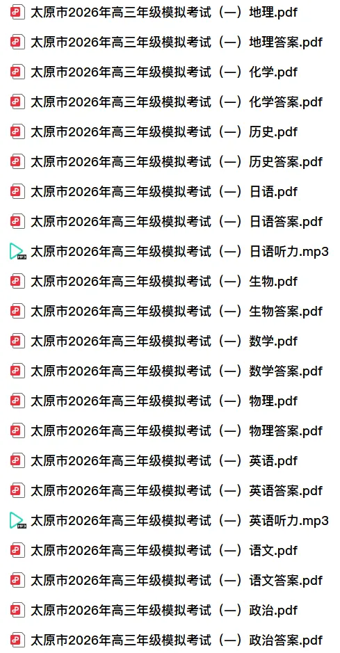 【高三】山西省太原市2026年高三年级模拟考试(一)(太原一模)(全) 第3张 【高三】山西省太原市2026年高三年级模拟考试(一)(太原一模)(全) 第3张