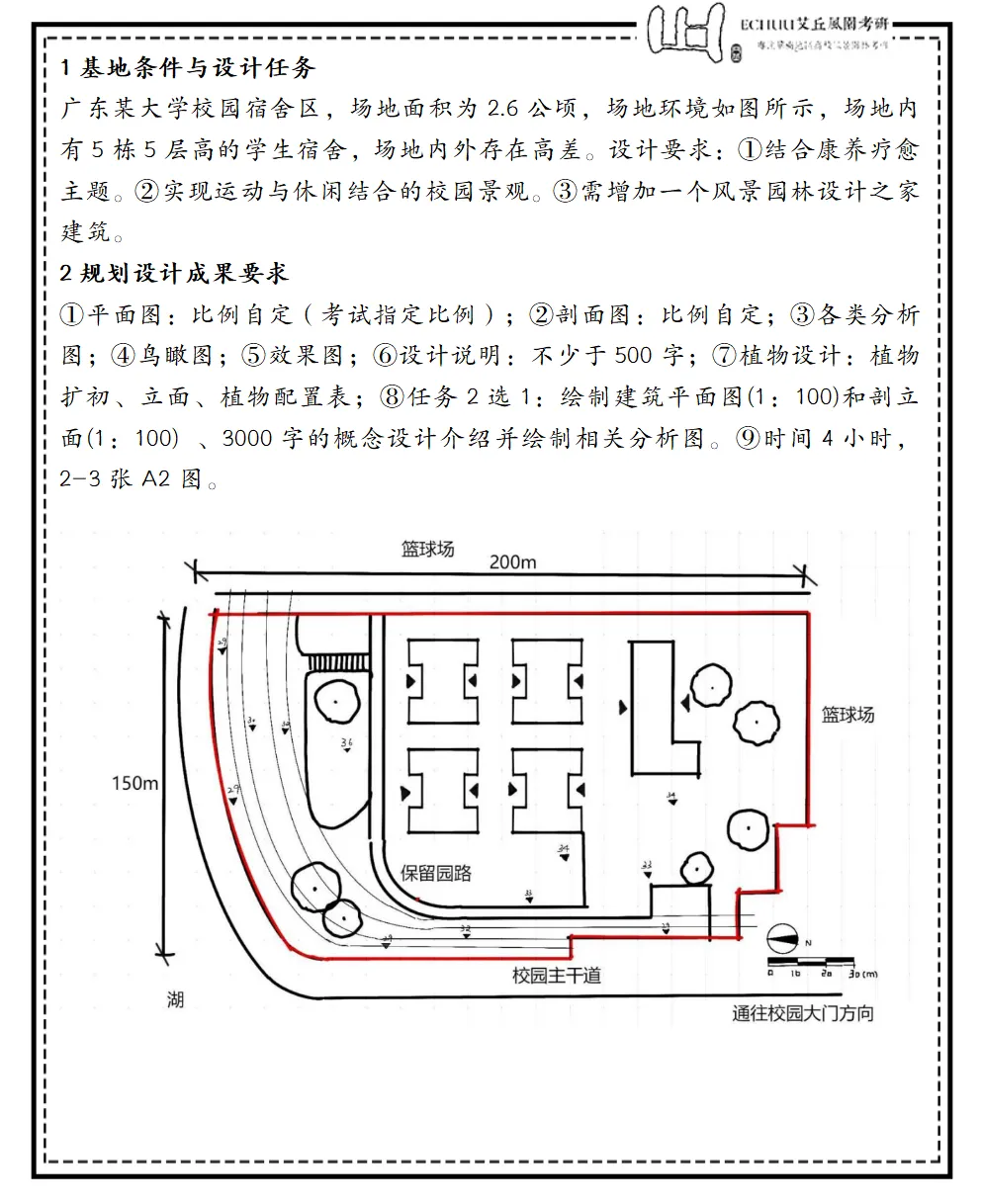 真题“丘”解 | 华农2024年风景园林快题真题解析 第1张