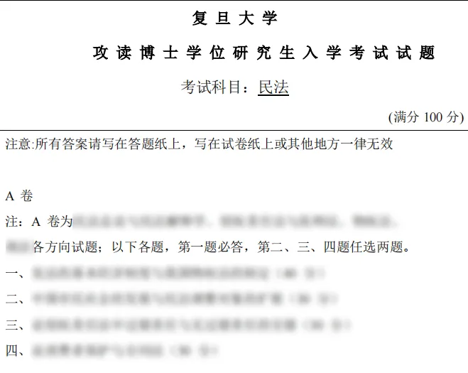 考博真题 | 2026复旦大学民法学最新考博真题来啦! 第2张