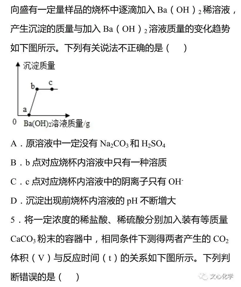 初中化学中考图像专题(附答案) 第5张
