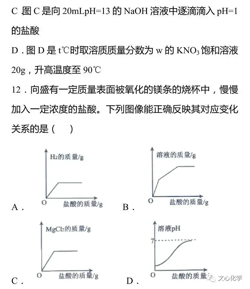 初中化学中考图像专题(附答案) 第10张