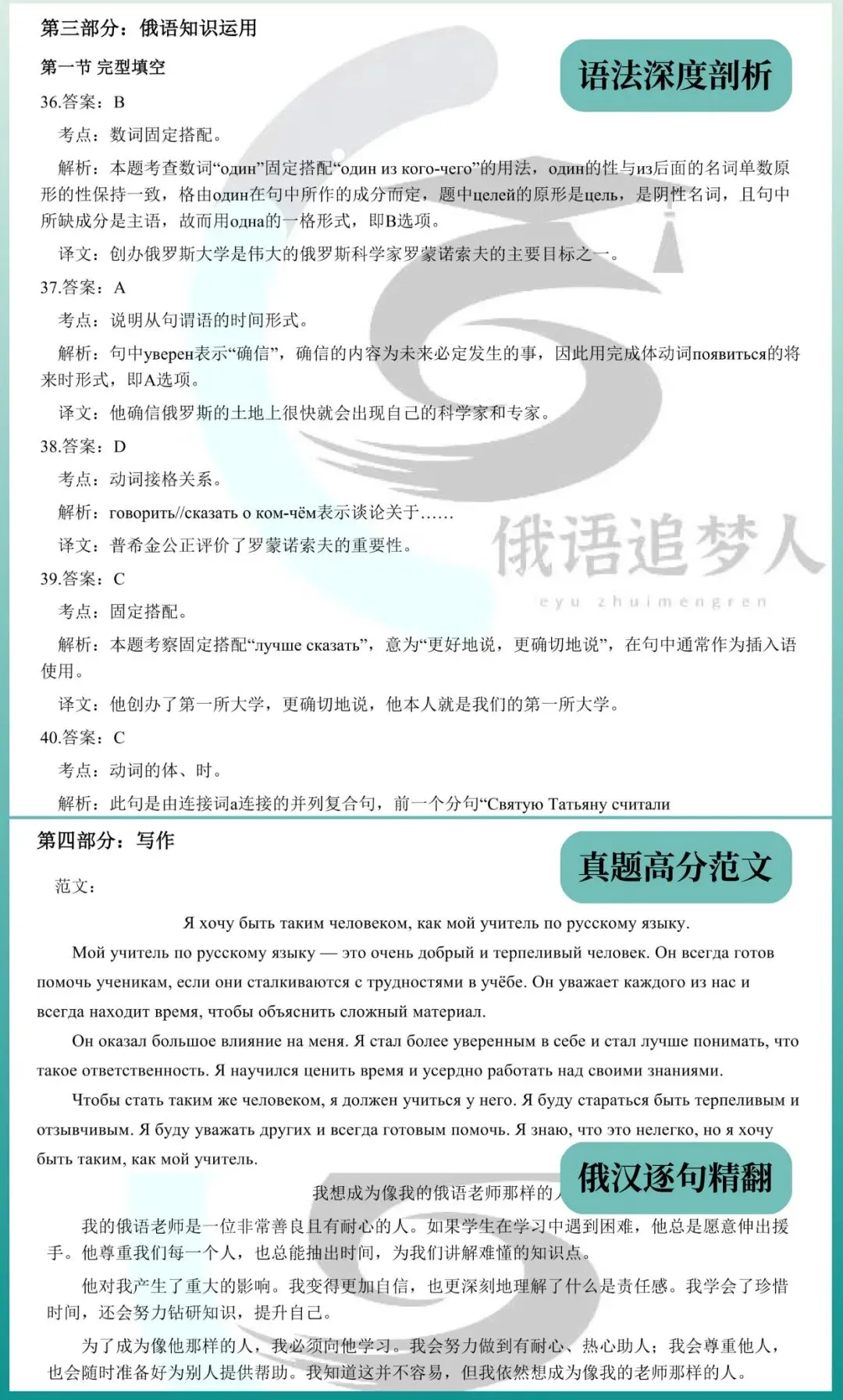 新书上市 | 圣研高考俄语历年真题答案及解析(10-25年)全新升级 第7张