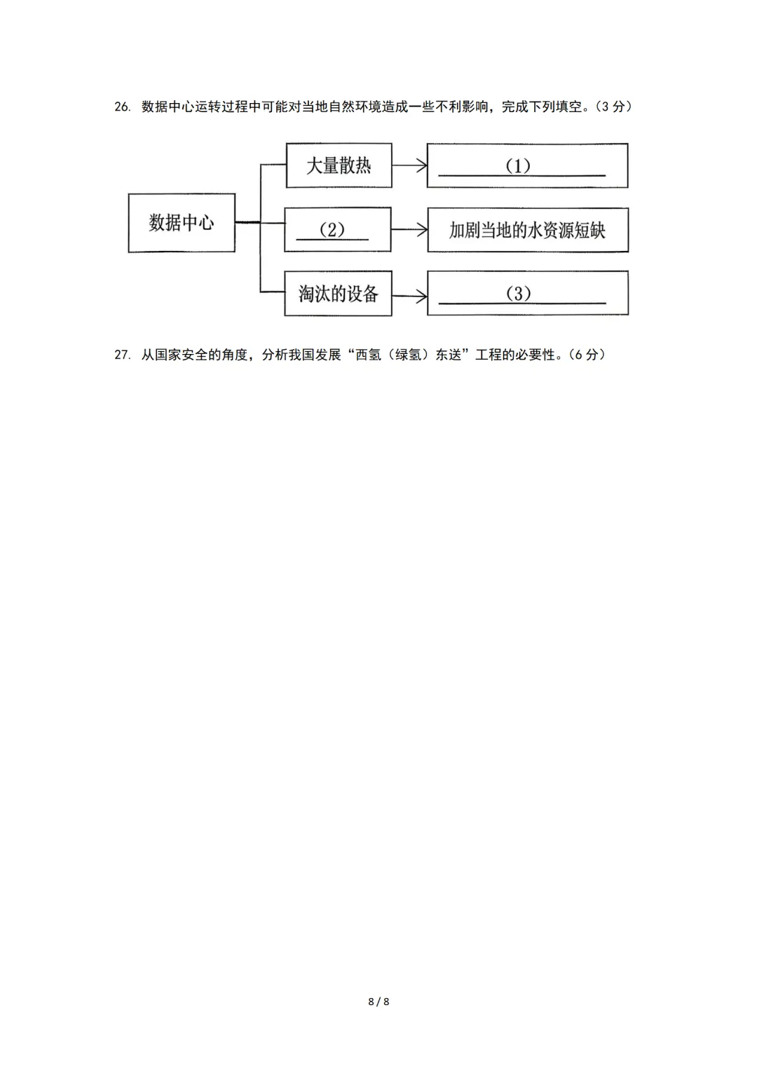 2025复附高三下地理3月月考试卷 第8张