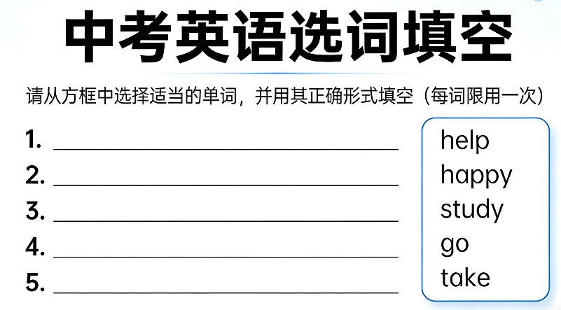 中考英语选词填空封神攻略,刷完这本直接拿满分! 第1张 中考英语选词填空封神攻略,刷完这本直接拿满分! 第1张
