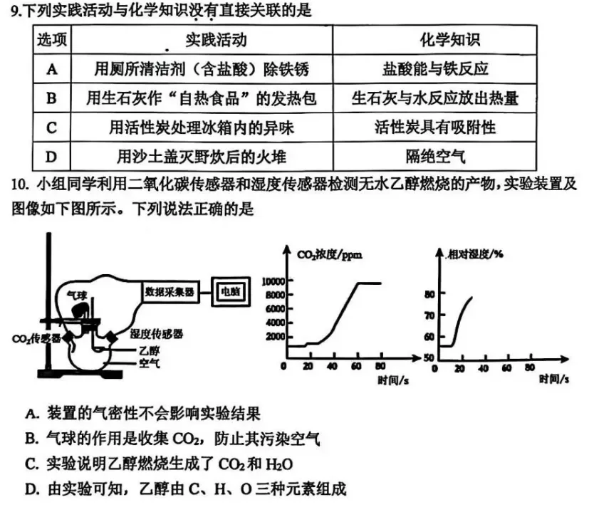 2026年中考一模化学试卷 第6张