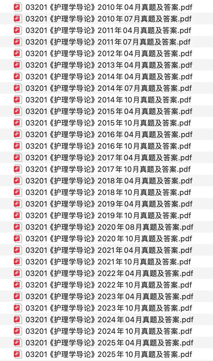 【免费领】03201《护理学导论》历年真题及答案(201004-202510)电子档,内含超全备考攻略! 第1张