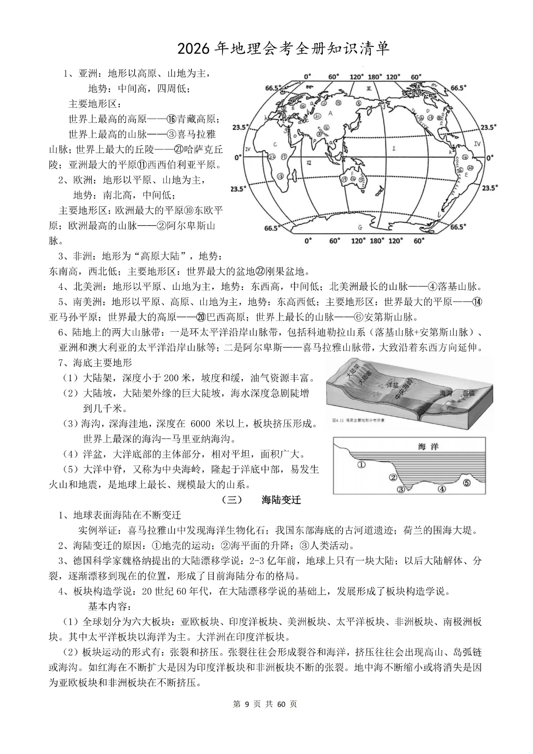 九年级下册地理《中考地理总复习知识清单》完整高清电子版可打印 第11张 九年级下册地理《中考地理总复习知识清单》完整高清电子版可打印 第11张