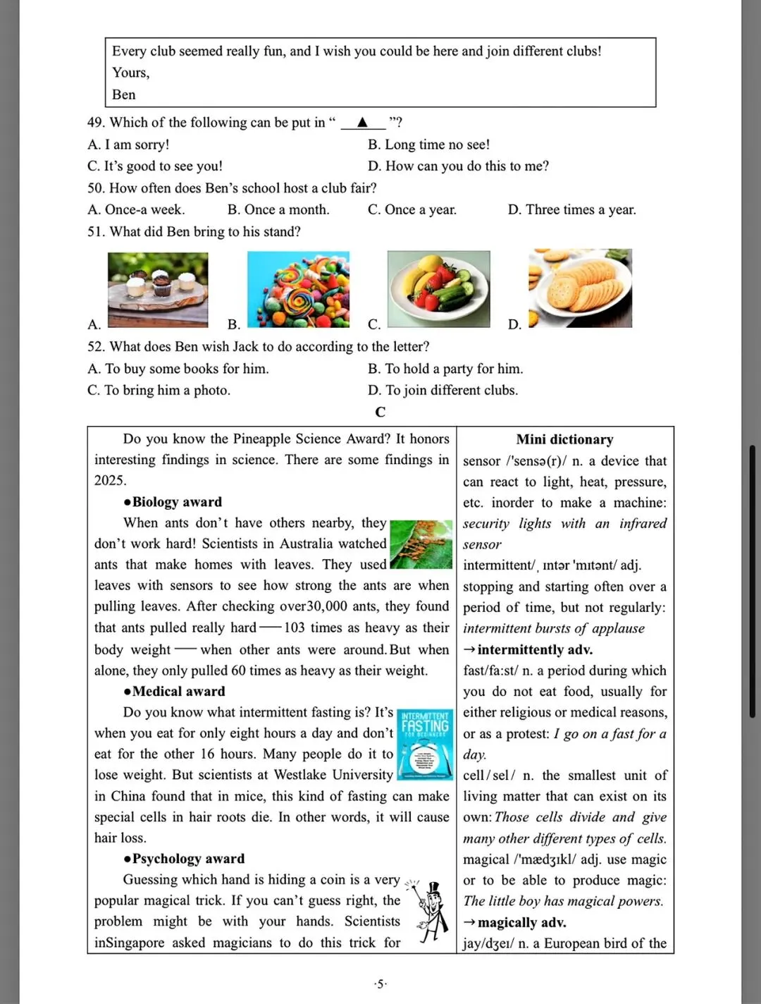 中考英语模考题 第5张