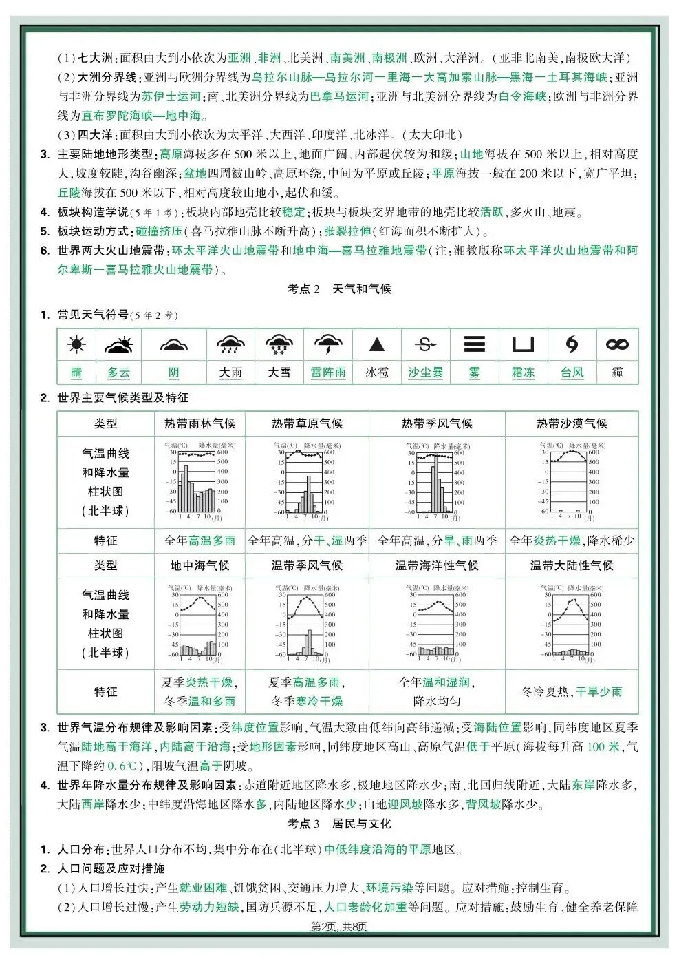 2026年中考地理会考重点必会知识速记手册,可打印电子版! 第3张 2026年中考地理会考重点必会知识速记手册,可打印电子版! 第3张