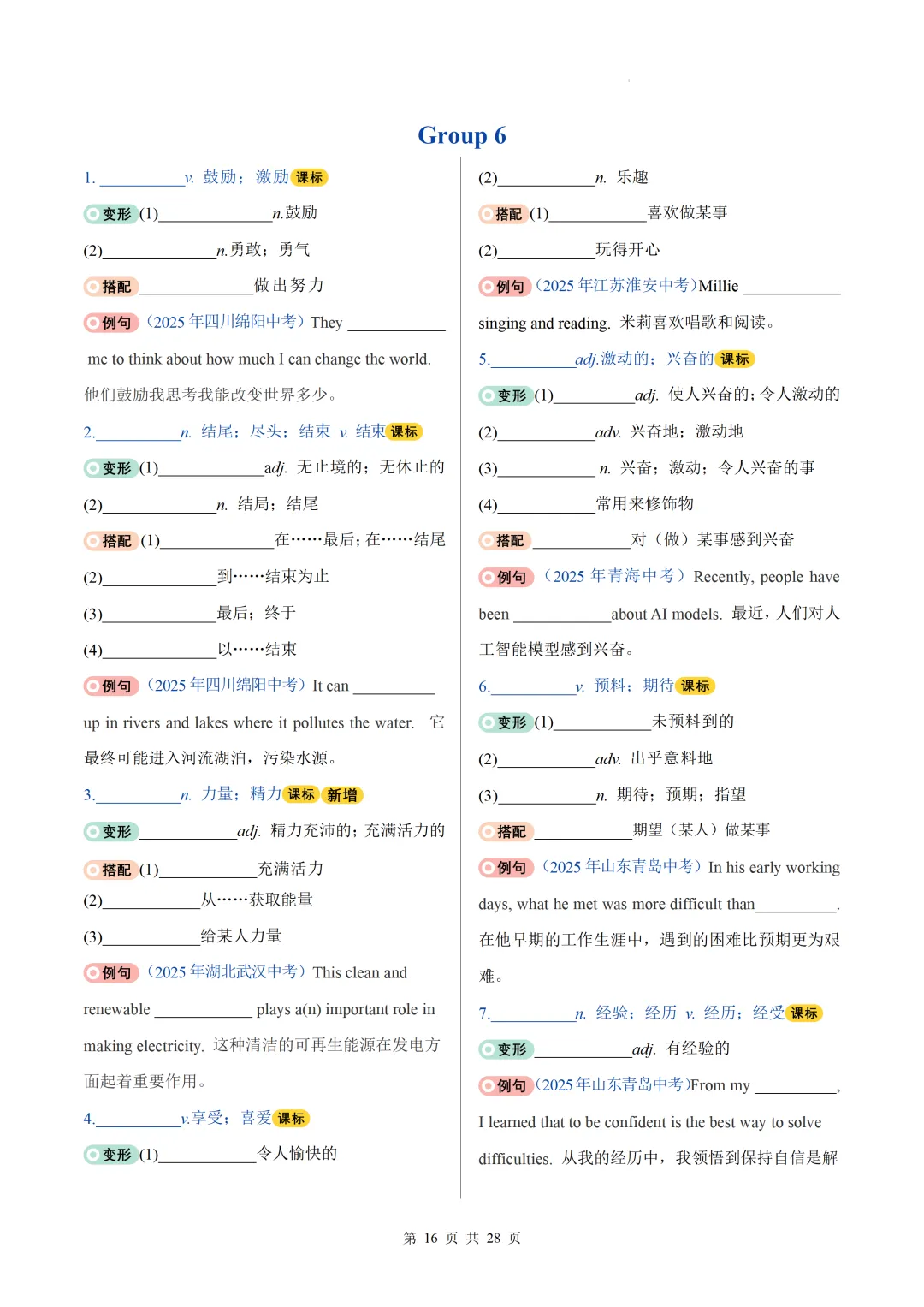 2026中考英语高频词汇变形归纳(一)(默写版) 第18张