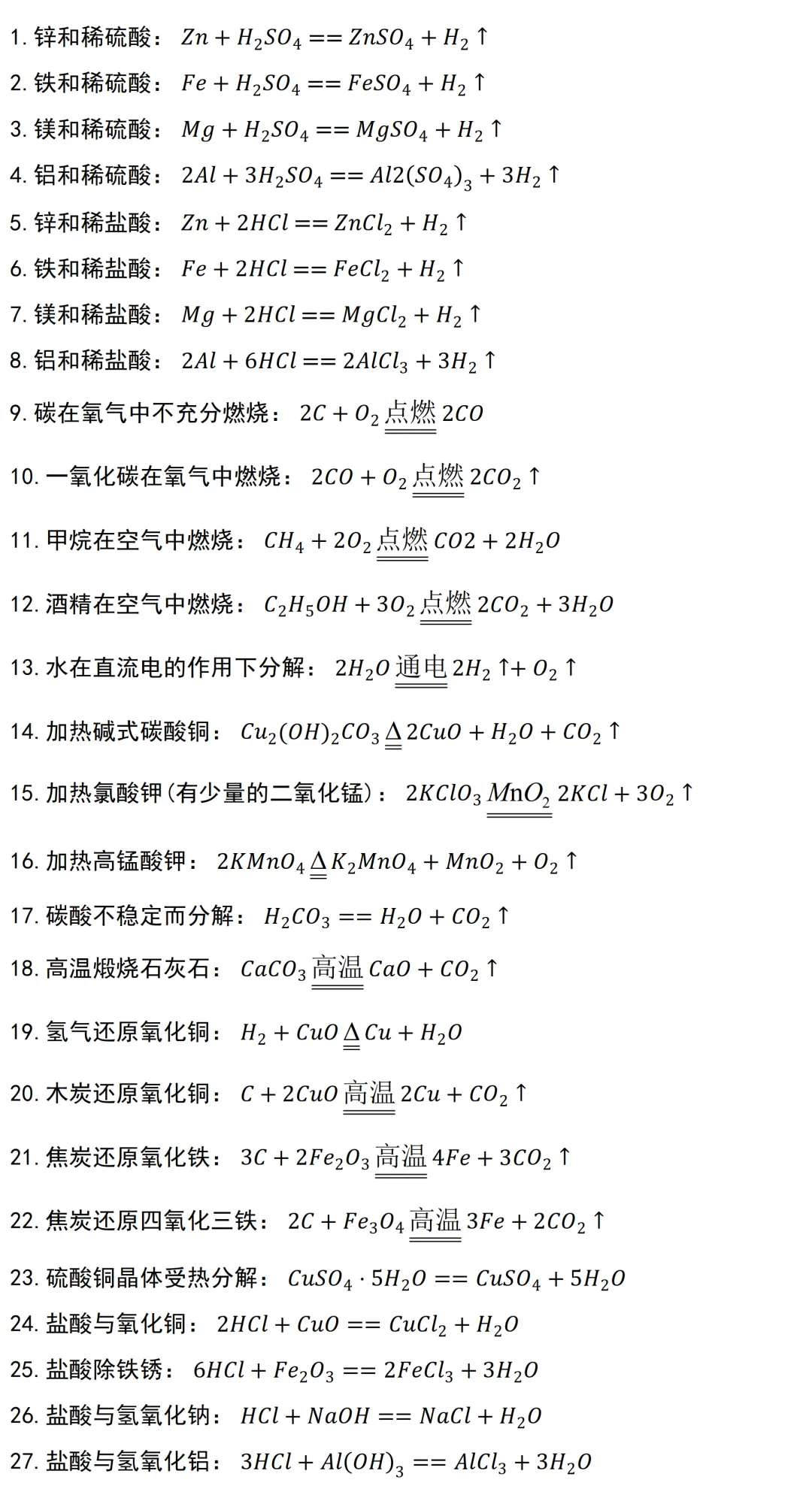 2026中考必背化学方程式114个(可打印),逢考必出,重点掌握! 第2张