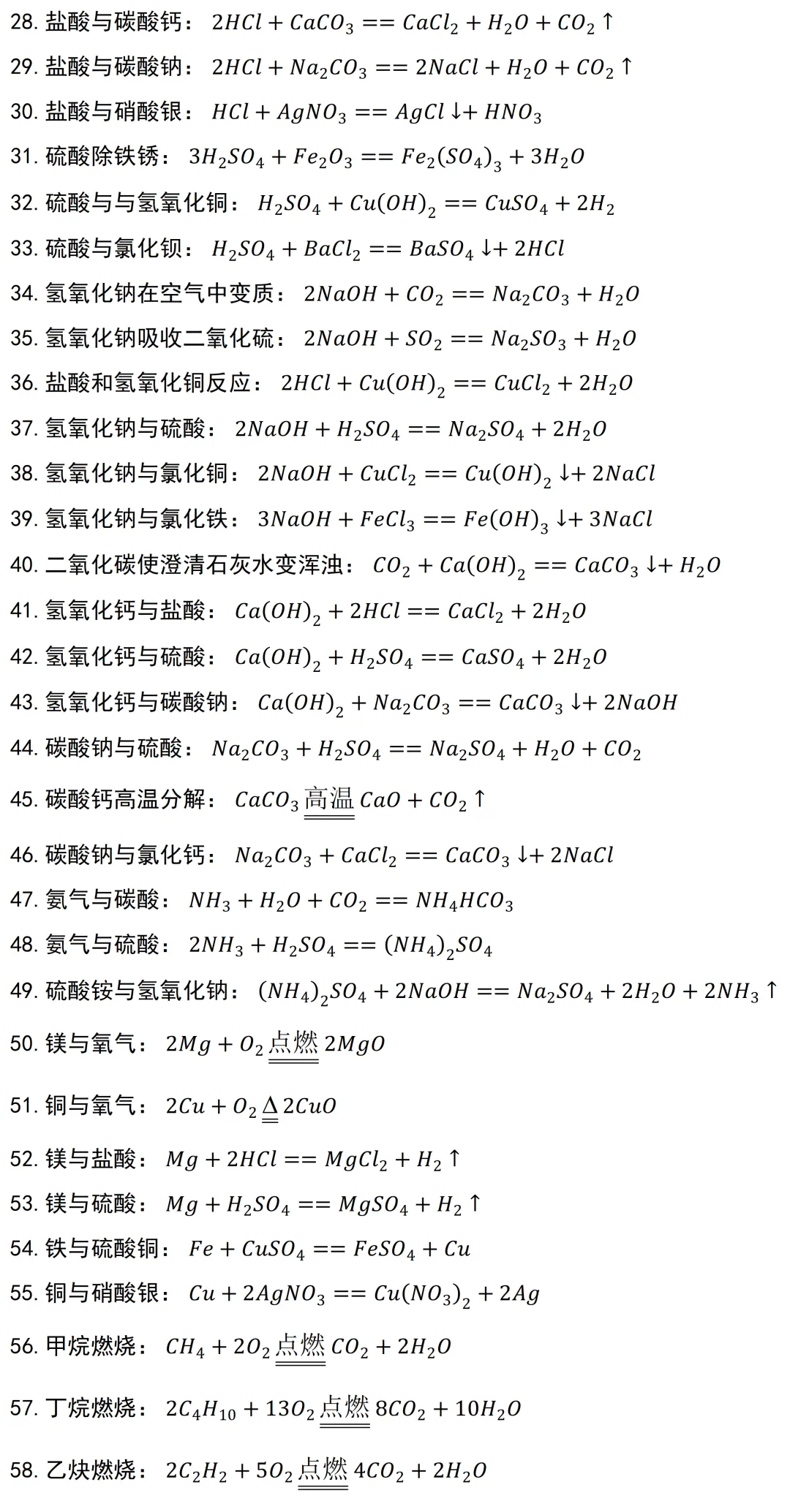2026中考必背化学方程式114个(可打印),逢考必出,重点掌握! 第3张