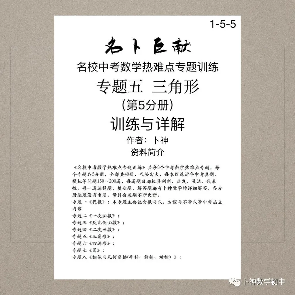 《名校中考数学热难点专题训练》更新至6分册/40本中考专题巨作/空前绝后 第82张