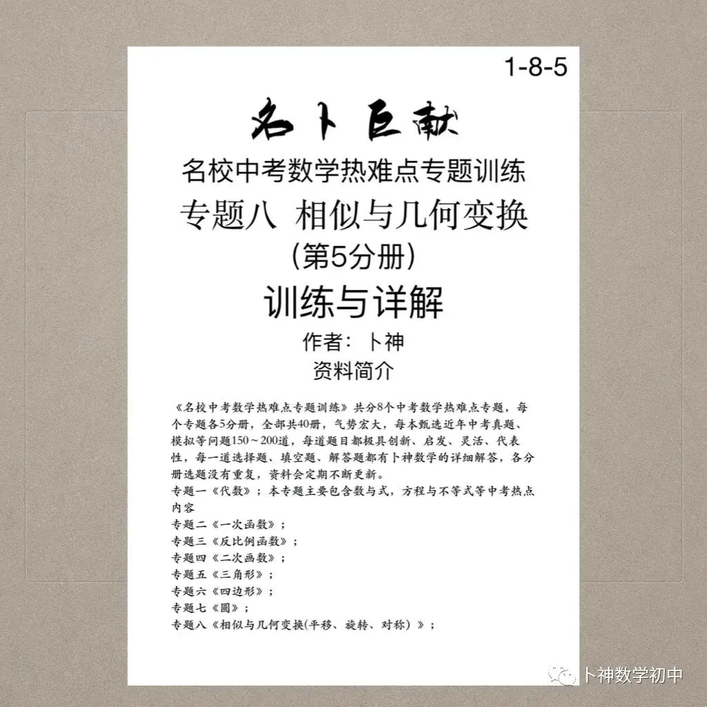 《名校中考数学热难点专题训练》更新至6分册/40本中考专题巨作/空前绝后 第85张