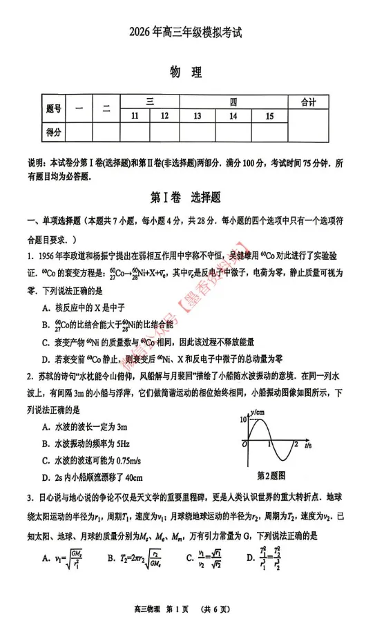 (全科)广东省东莞市2026年高三年级模拟考试(东莞一模)【全科】试卷和参考答案汇总(可下载PDF) 第22张