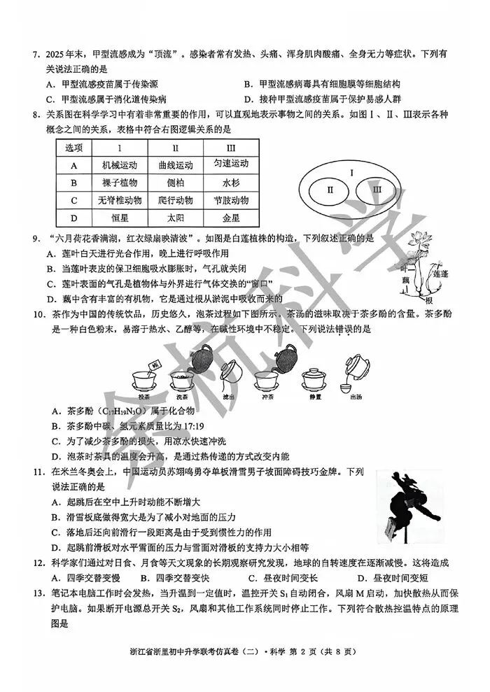 【中考模拟】2026年3月浙里初中升学联考仿真卷(二)(附答案) 第7张
