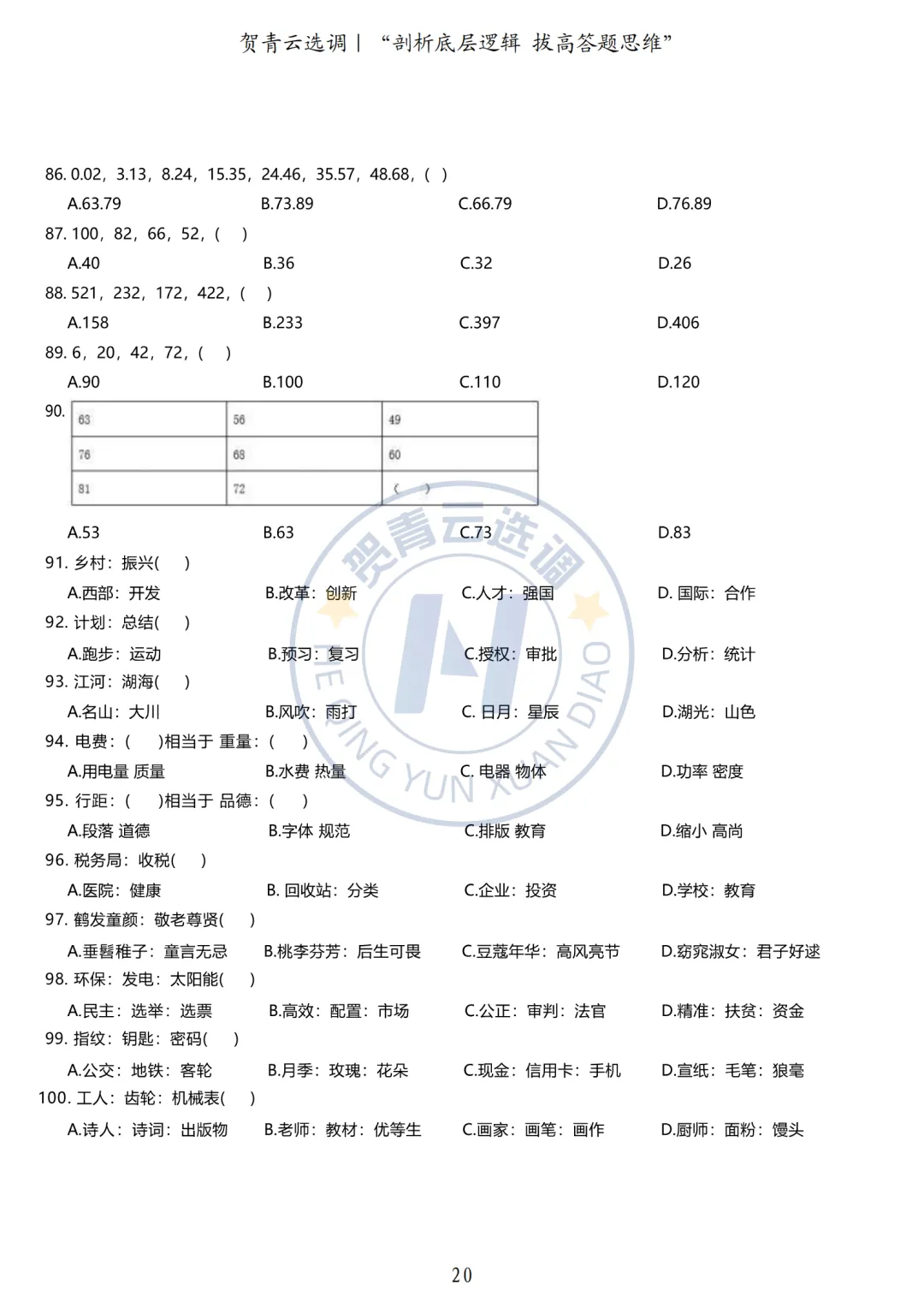 真题分享-433|广东省2020年度选调生思维能力测验 第21张