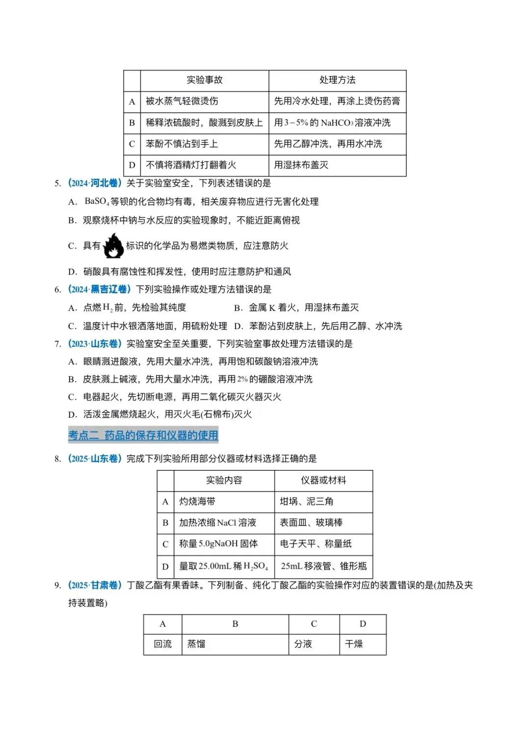 2021-2025 高考真题 专题11 化学实验基础 第2张