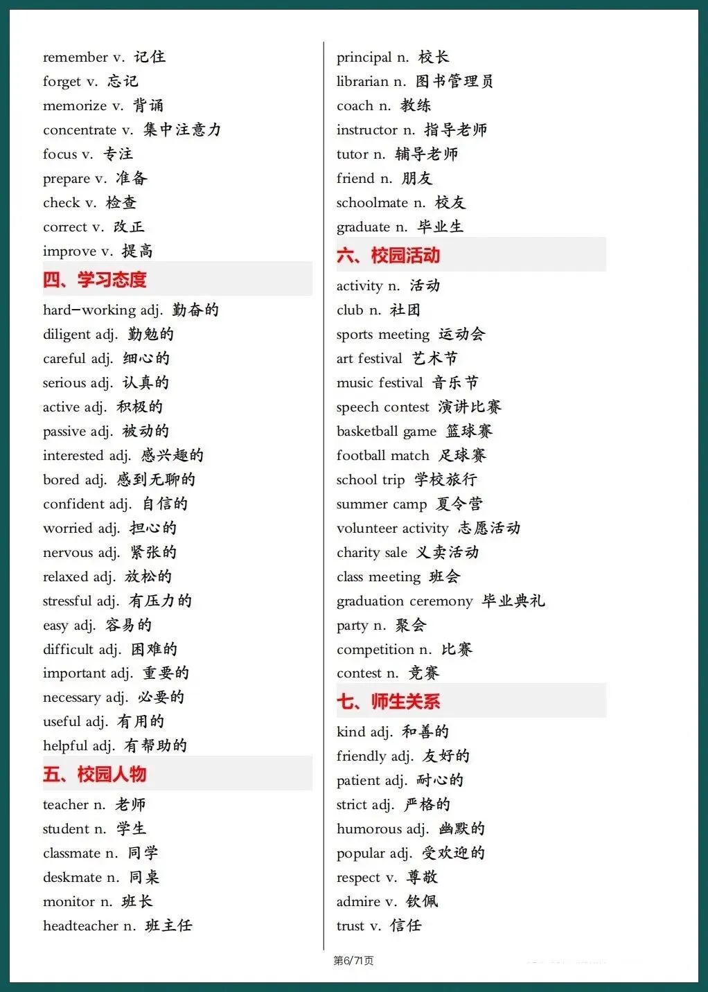 中考英语|2026春中考英语写作满分必备高频单词,考前必刷(背诵+默写版) 71页可下载打印! 第7张