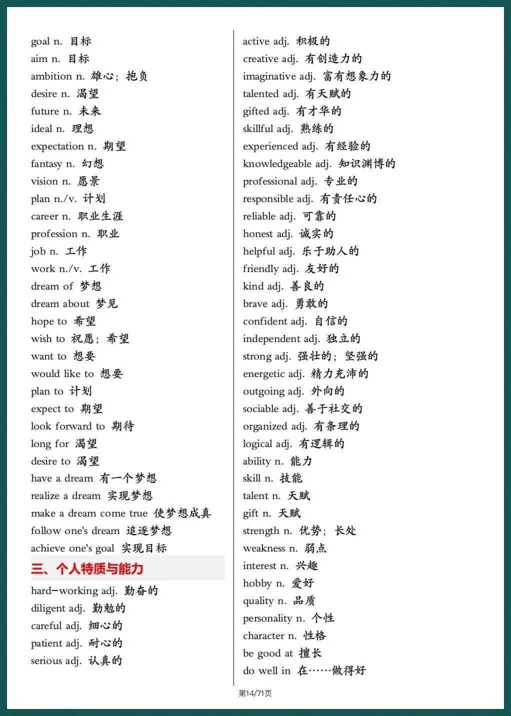 中考英语|2026春中考英语写作满分必备高频单词,考前必刷(背诵+默写版) 71页可下载打印! 第15张