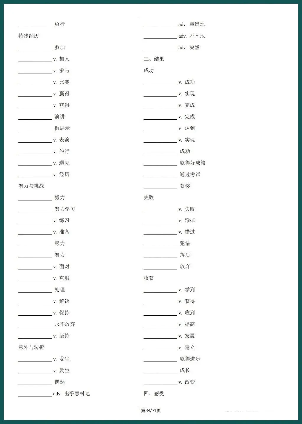 中考英语|2026春中考英语写作满分必备高频单词,考前必刷(背诵+默写版) 71页可下载打印! 第20张