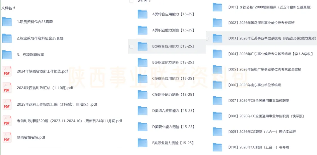 陕西省2026年事业单位真题答案全套资料包PDF版网盘下载(联考+各省份历年+备考资料,职测+综应,ABCDE类) 第3张