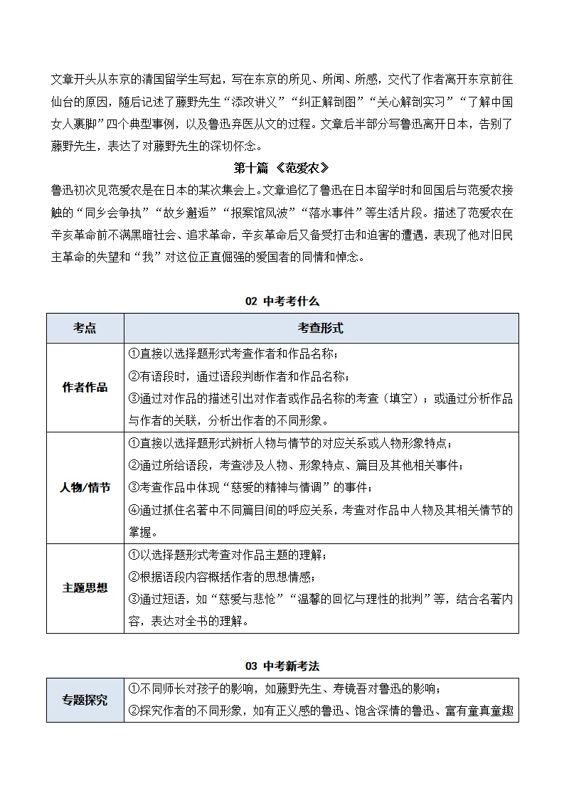 中考语文名著阅读《朝花夕拾》复习(概览+考法+精炼) 第54张