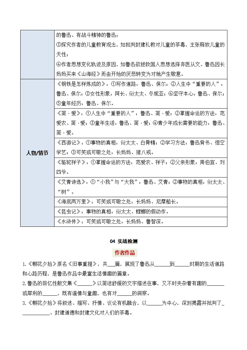 中考语文名著阅读《朝花夕拾》复习(概览+考法+精炼) 第55张