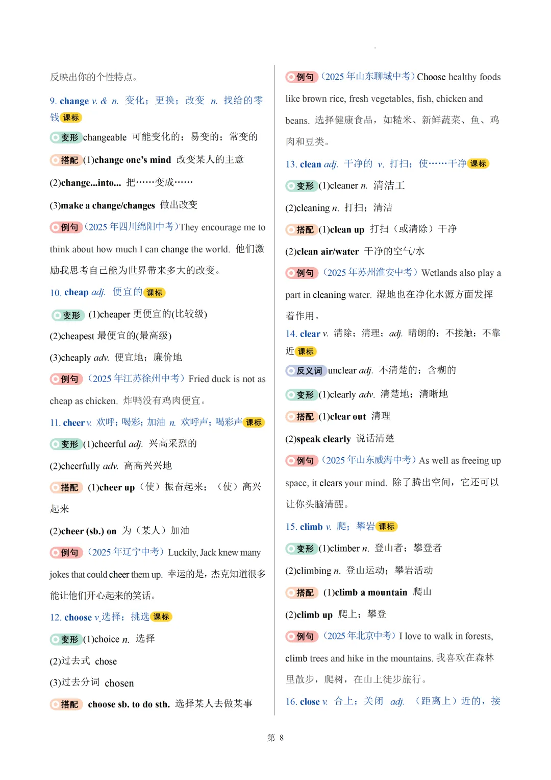 2026中考英语高频词汇变形归纳(一)(背诵版) 第10张