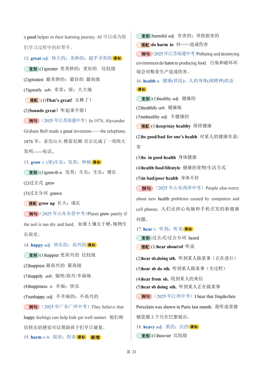 2026中考英语高频词汇变形归纳(一)(背诵版) 第23张