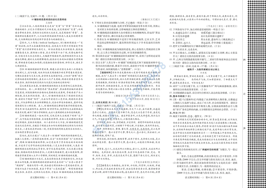 【语文】洛阳市九年级下学期模拟考 第2张