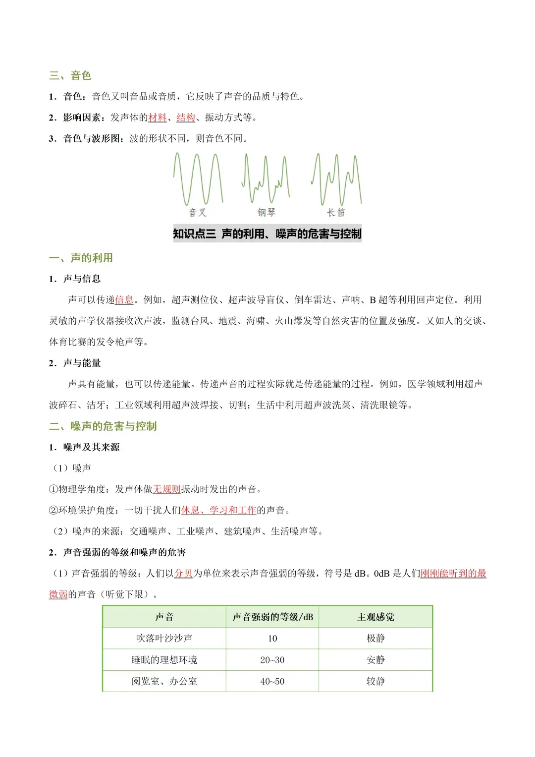 初中物理——2026年中考一轮复习知识清单(全国通用) 第8张