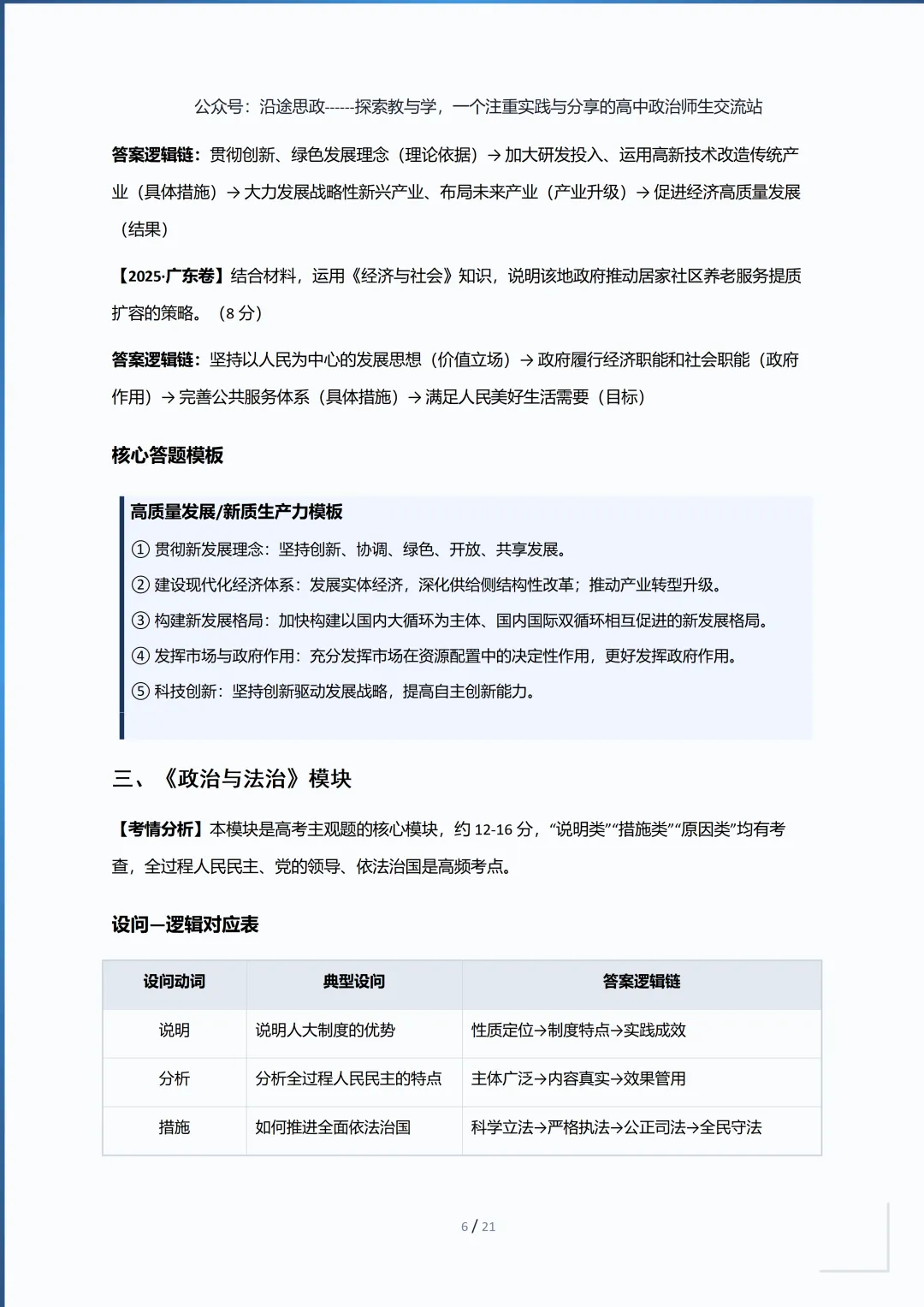 收藏:高中政治7册“高考真题逻辑链”主观题答题模板,让思路更清晰 第7张