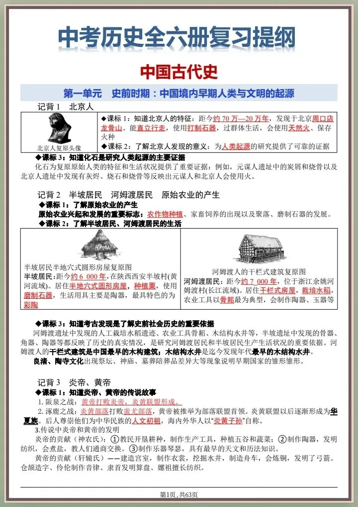 2026中考历史全六册知识点复习提纲,有完整版可打印 第4张