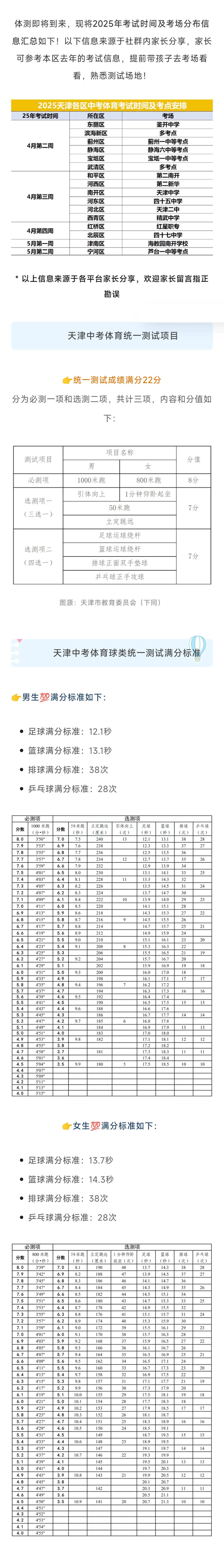 天津中考体测,各区考试时间及考场信息汇总 第2张