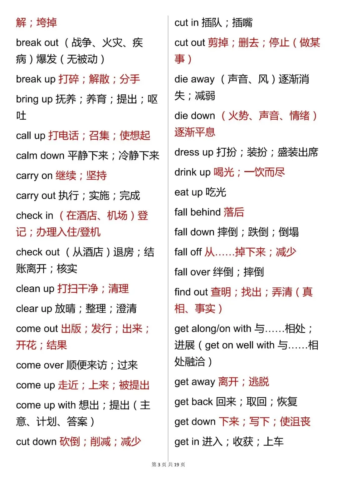 中考英语必背【初中英语必背固定搭配大全】,可打印 快收藏 第3张 中考英语必背【初中英语必背固定搭配大全】,可打印 快收藏 第3张