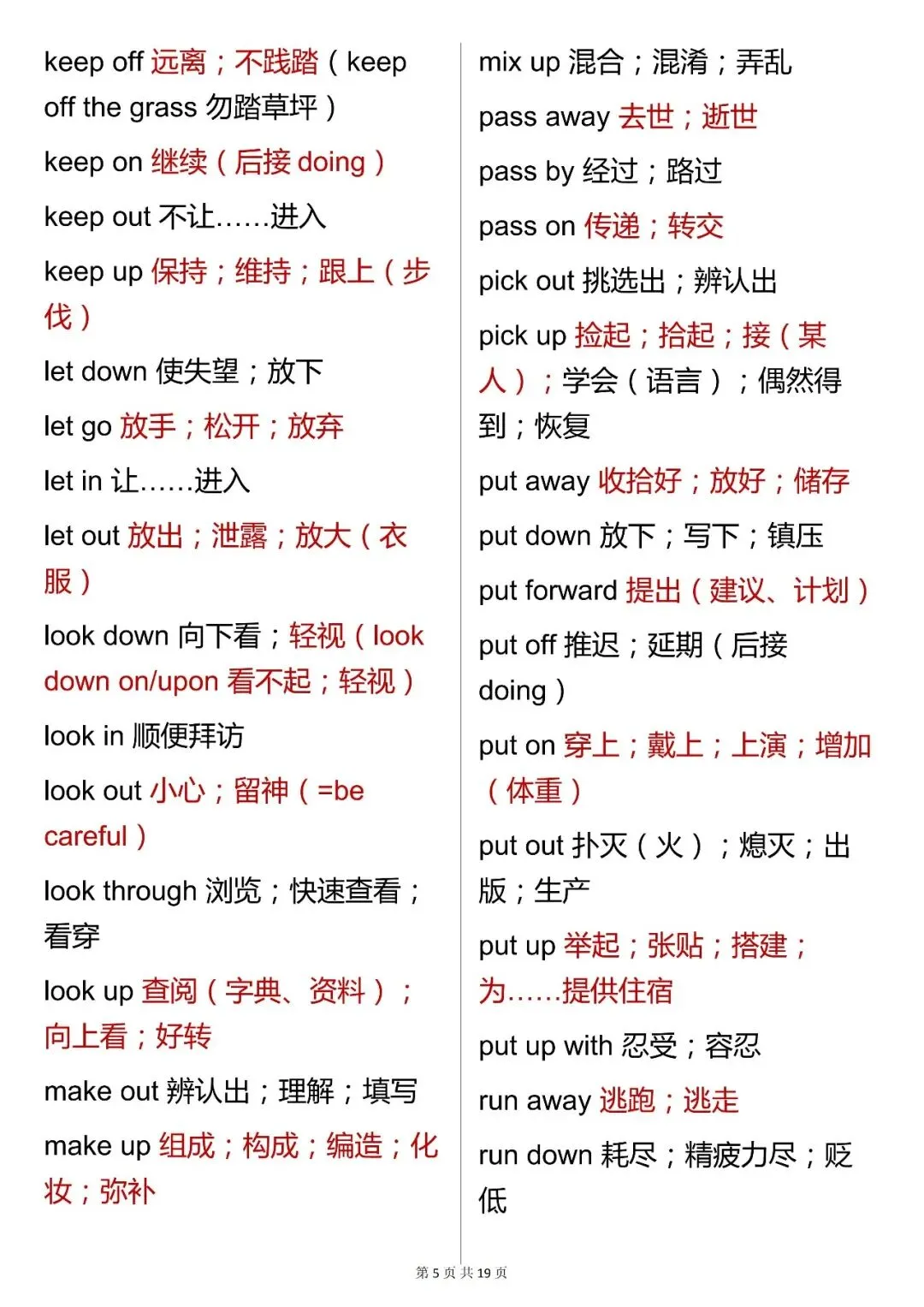 中考英语必背【初中英语必背固定搭配大全】,可打印 快收藏 第5张 中考英语必背【初中英语必背固定搭配大全】,可打印 快收藏 第5张